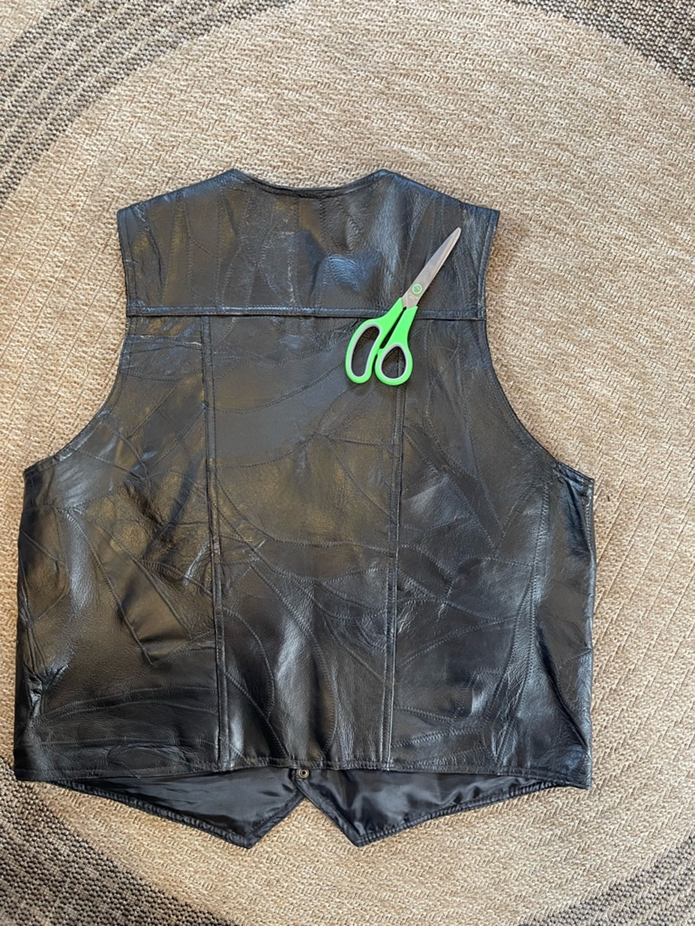 Navarre Leather Company vintage Route 66 patchwork leather biker vest - Picture 7 of 15